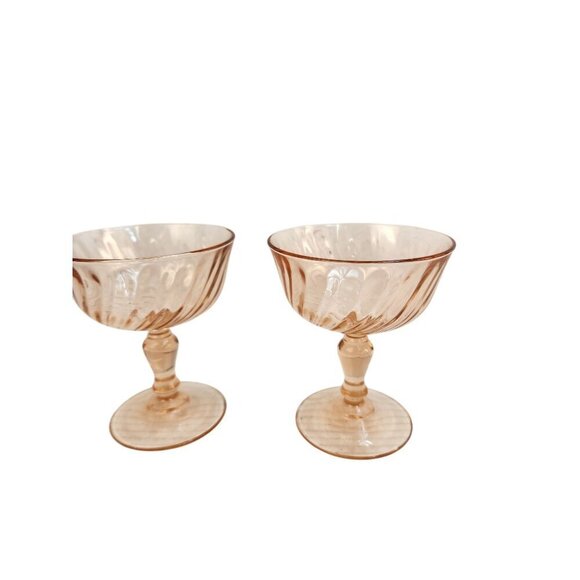 Arcoroc France Luminarc Rosaline Pink Depression Glass Sherbet Dessert Cups Set - Picture 7 of 12